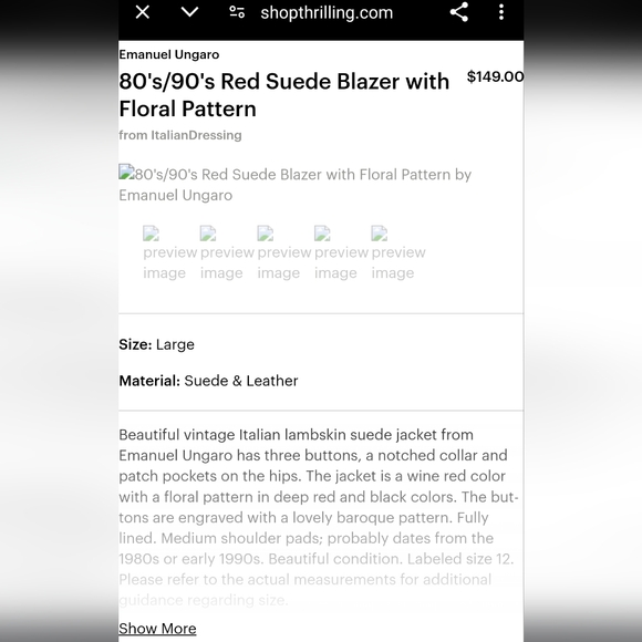 Vintage Emanuel Ungaro Paris Italy red lambskin suit jacket skirt set 10 VGUC - Picture 17 of 17